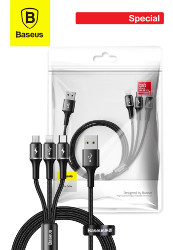 Baseus Halo 3 in 1 Cable - Black